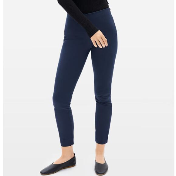 Everlane Womens The Side-Zip Work Pants Sz 0 Stretch Cotton Navy Blue NWT - Picture 1 of 9